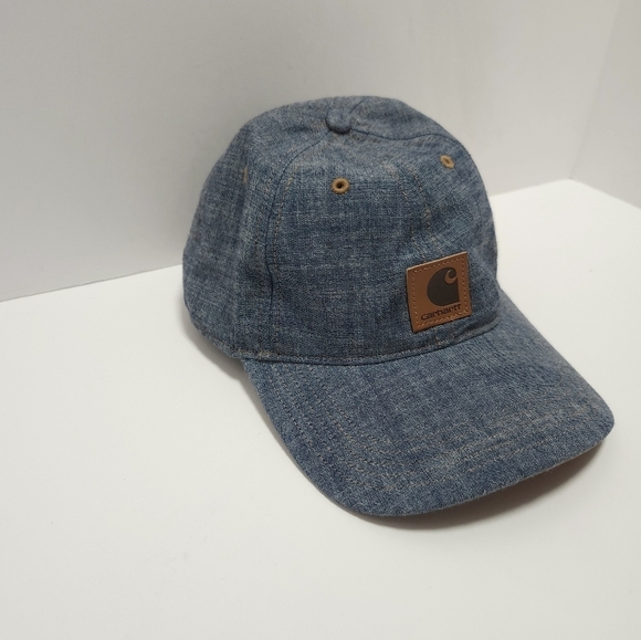 Carhartt Denim Adjustable Hat Cap Cotton Casual Workwear Baseball Men Women Blue - Picture 3 of 6